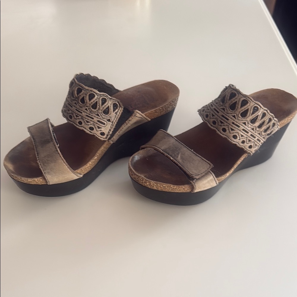 Women's Bronze Wedge Sandals